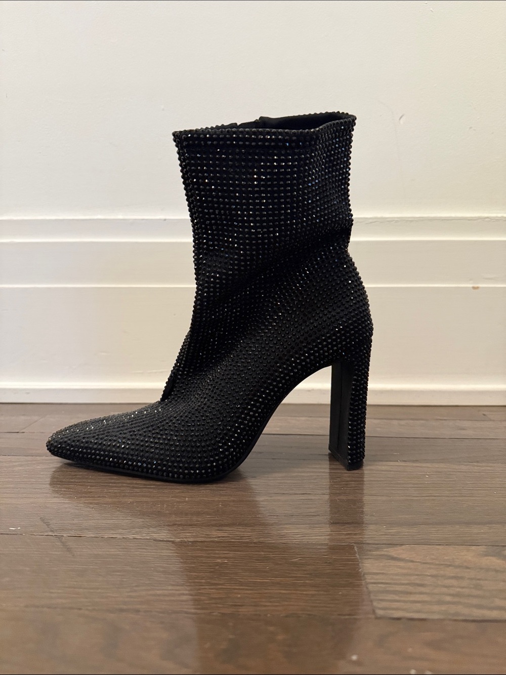 Zara Black Rhinestone Embellished Ankle Boot
